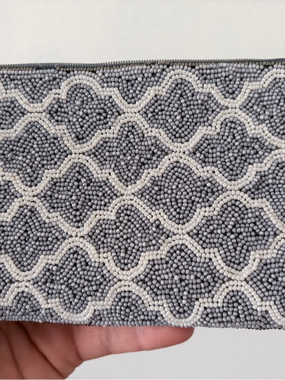 BAMBOO Blue and White Beaded Mini Bag